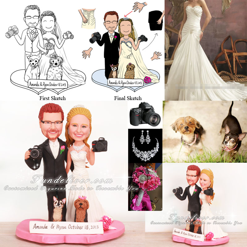 Photographer Bride and Groom Cake Toppers